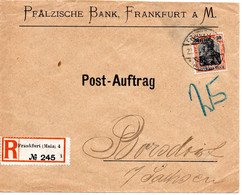 56309 - Deutsches Reich - 1909 - 30Pfg Germania EF A Postauftrag FRANKFURT -> BORSDORF - Cartas & Documentos