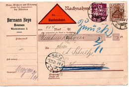 56312 - Deutsches Reich - 1921 - 60Pfg Arbeiter MiF A NN-Kte BREMEN -> HOYA, Zurueck Als "verweigert" - Cartas & Documentos