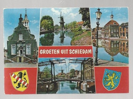 NL.- GROETEN UIT SCHIEDAM. BRUG. MOLEN. LANTAARNPAAL. OUDE STADHUIS. - Souvenir De...