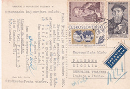 XK 413 - Ceskoslovensko Praha - Postcard Written In Esperanto To Palermo - Esperanto