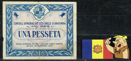 PESETA ANDORRANA 1936 COLOR AZUL Nº 00061 RARA - Andorre