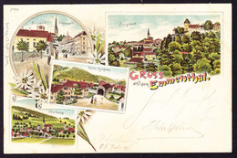 1899 Gelaufene Litho  AK: Gruss Aus Emmenthal, 4 Bildrig. (Burgdorf, Hasle-Rüegsau Und Oberburg) - Hasle Bei Burgdorf