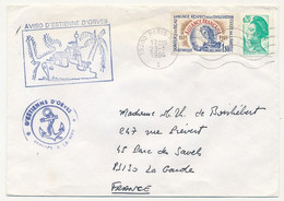FRANCE - Enveloppe Affr 1,80 Alliance Fse + 0,20 Liberté - 75200 Paris Naval + Aviso D'Estienne D'Orves - 1984 - Seepost
