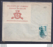 2 Vignettes Journee Du Timbre 1954 Bordeaux Gandon - Filatelistische Tentoonstellingen