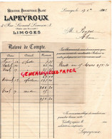 87- LIMOGES-FACTURE LAPEYROUX- MERCERIE LINGERIE BONNETERIE-3 RUE LEONARD LIMOSIN-HALLES- 1891 -M. POUGET AHUN CREUSE - Kleidung & Textil