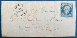 Lettre Presidence N°10 25c Bleu PC 3671 + Dateur T15 De VOIRON Pour ENTRE DEUX GUIERS (1650 Ames) Par Les Echelles TTB - 1852 Luigi-Napoleone