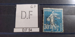 FRANCE DF 54 TIMBRE D.F 54   INDICE 6 SUR SEMEUSE PERFORE PERFORES PERFIN PERFINS PERFO PERFORATION PERFORIERT - Used Stamps