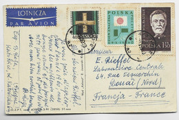 POLAND POLKA PASTEUR 1ZT + 60+40C CARTE AVION KATOWICIE 1959 TO FRANCE - Covers & Documents