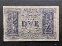 BANKNOTE REGNO D ITALIA 2 LIRE 1939 424 GRASSI PORENA COSSU - Italia – 2 Lire