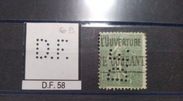 FRANCE DF 58 TIMBRE D.F 58   INDICE 5 SUR SEMEUSE PERFORE PERFORES PERFIN PERFINS PERFO PERFORATION PERFORIERT - Used Stamps