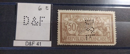 FRANCE DF 41 TIMBRE INDICE 5  PERFORE PERFORES PERFIN PERFINS PERFO PERFORATION PERFORIERT - Used Stamps