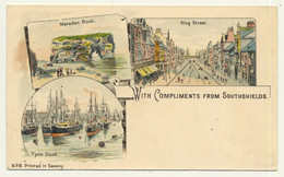 UK: With Compliments From Southshields (Vintage Court Size Postcard ~1900 Litho) - Sonstige & Ohne Zuordnung