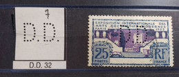 FRANCE D.D 32 TIMBRE DD32 INDICE 5   PERFORE PERFORES PERFIN PERFINS PERFO PERFORATION PERFORIERT - Usados