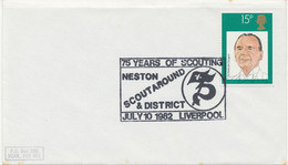 GB SPECIAL EVENT POSTMARKS  75 YEARS OF SCOUTING - NESTON & DISTRICT - SCOUT AROUND - JULY 10 1982 LIVERPOOL - Storia Postale