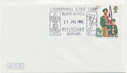 GB SPECIAL EVENT POSTMARKS INTERNATIONAL SCOUT CAMP BLAIR ATHOLL 21 JUL 1982 PITLOCHRY SCOTLAND - Marcophilie