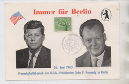 1000 BERLIN, Gedenkblatt John F. Kennedy / Willy Brand,  Besuch Des US Präsidenten 26.Juni 1963, 19,2 X 13 Cm - Muro De Berlin