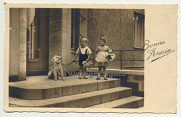 Baby Boy & Girl With Fox Terrier (Vintage Greet RPPC 1938) - Souvenir De...