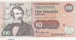 BILLETE DE ESCOCIA DE 10 POUNDS DE CLYDESDALE BANK DEL AÑO 1992 (BANKNOTE) - 10 Pounds