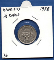 MAURITIUS - 1/4 Rupee 1978  -  See Photos -  Km 36 - Maurice