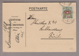 Motiv Samariter 1912-05-21 Olten Portofreiheit-Postkarte Schweiz. Samariterbund Zu#5A 10Rp. Kl#253 - Portofreiheit