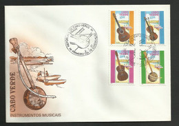 Cabo Verde Cap Vert  Instruments De Musique à Cordes Guitare FDC 1991 Cape Verde String Musical Instruments Guitar FDC - Cap Vert