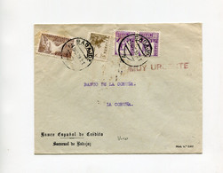 !!! GUERRE D'ESPAGNE, LETTRE DE BADAJOZ DE 1938 POUR LA COROGNE, CENSURE NATIONALISTE DE BADAJOZ AU DOS - Marcas De Censura Nacional