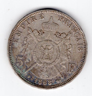 92 - FRANCE - Second Empire - Napoléon III Tête Laurée - 5 Francs 1868 BB - 5 Francs
