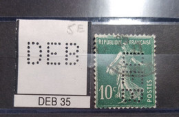 FRANCE DEB 35 TIMBRE  INDICE 5   PERFORE PERFORES PERFIN PERFINS PERFO PERFORATION PERFORIERT - Oblitérés