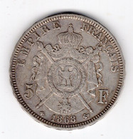 94 - FRANCE - Second Empire - Napoléon III Tête Laurée - 5 Francs 1868 BB - 5 Francs