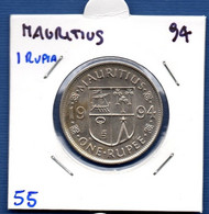 MAURITIUS - 1 Rupee 1994  -  See Photos -  Km 55 - Maurice