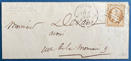 France Lettre Napoléon III N°13B  Percé En Ligne Oblitéré Losange N Baton + Dateur " N Paris N/ * "  Signé Roumet - 1853-1860 Napoleon III