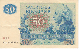 BILLETE DE SUECIA DE 50 KRONOR DEL AÑO 1989 CALIDAD MBC (VF)  (BANKNOTE) - Svezia