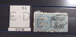 FRANCE E.D 48 TIMBRE ED48  INDICE 8 SUR TAXE DIMENSION PERFORE PERFORES PERFIN PERFINS PERFO PERFORATION PERFORIERT - Usados