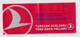 Turkey Türkiye TURKISH AIRLINES Carrier Passenger Ticket Billet Used (49193) - Tickets