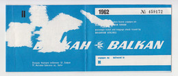 Bulgaria Bulgarian Airlines Airline Carrier BALKAN Passenger Ticket 1970s Used (18571) - Billetes