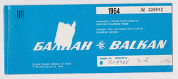 Bulgaria Bulgarian Airlines Airline Carrier BALKAN Passenger Ticket 1970s Used (51617) - Tickets