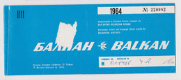 Bulgaria Bulgarian Airlines Airline Carrier BALKAN Passenger Ticket 1970s Used (51617) - Biglietti