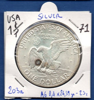 UNITED STATES OF AMERICA - 1 Dollar 1971 -   See Photos - SILVER - Km 203a - 1971-1978: Eisenhower