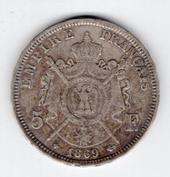 102 - FRANCE - Second Empire - Napoléon III Tête Laurée - 5 Francs 1869 BB - 5 Francs