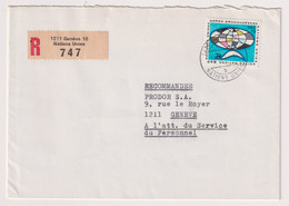 UNS14413 UN Nations Unies Geneve 1990 Registered Cover Bearing Definitive Issue 2 F,S, Addressed - Briefe U. Dokumente