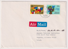 UNS14701 UN Nations Unies Wien 1980 Airmail Cover Bearing "Live In Peace" Set Addressed USA - Lettres & Documents