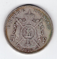 104 - FRANCE - Second Empire - Napoléon III Tête Laurée - 5 Francs 1870 A - 5 Francs