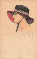 CPA Illustrateur Nanni - Femme Avec Un Chapeau Noir Avec Bandeau Coloré - Portrait - Nanni