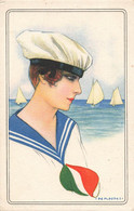 CPA Illustrateur Nanni - Femme Avec Mariniere Drapeau Italien Et Beret - Style Marin - Mode - Nanni