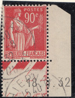 FRANCE - 1932 - Coin Daté Usato Di Yvert 285 Con Margine Di Foglio Colorato. - 1930-1939
