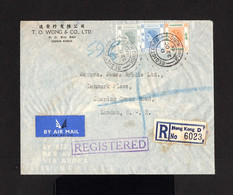 18009-HONG KONG-AIRMAIL REGISTERED COVER HONG KONG To LONDON (england) 1956.Enveloppe RECOMMANDE AERIEN China. - Storia Postale