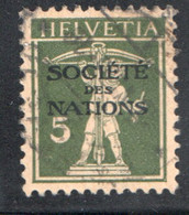 1930  Société Des Nations  Tell 5 Rp Olive-vert Zum 34 Oblitéré - Dienstzegels