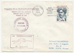 TAAF - Env. Affr 1,20 + 0,20 Charles Cros OMEC Le Port Réunion + Divers Marion Dufresne 1976 - Cartas & Documentos
