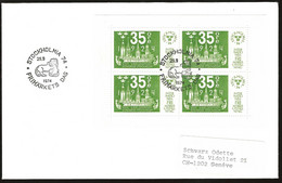 ENVELOPPE STOCKHOLM FRIMARKETS DAG 1974 / BLOC DE 4 / POUR GENEVE SUISSE - Brieven En Documenten