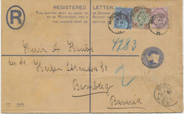 GB 1901, QV 2d Superb Postal Stationery Registered Envelope Size H, Uprated With 1d Lilac And Jubilee 2½d And 4d Tied By - Covers & Documents